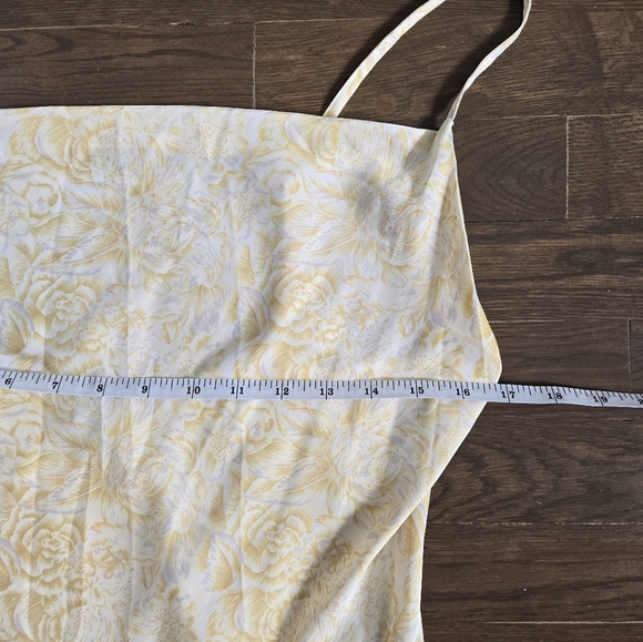 NWOT Paper heart yellow floral roses cottage satin cowel neck slip dress sz M - Picture 8 of 10